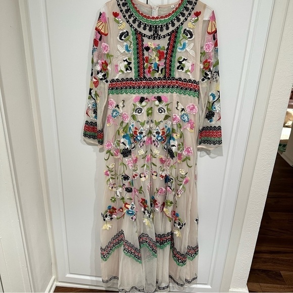 Embroidery Flowers Boho Silk Dress - Picture 6 of 16